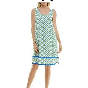 New Roudelain Women's Size Small Green Blue A Line nightgown Sleeveless Dress